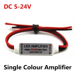 Mini repetidor amplificador LED de un solo Color para tira de luces LED, DC 5V-12V-24V, 12A, 5050/2835/3528/5630/3014