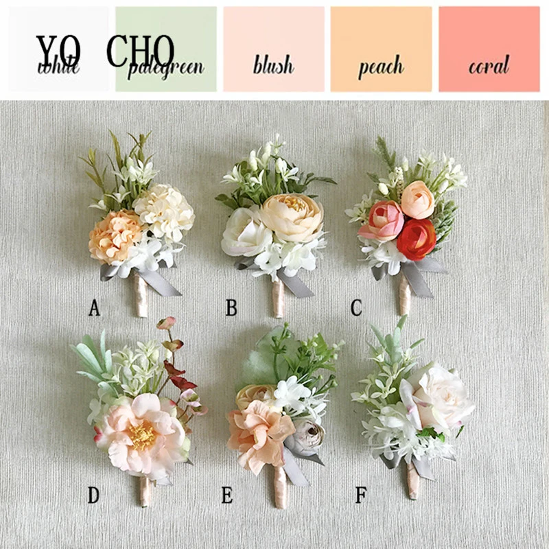 Yo Cho Bruidsmeisje Corsage Flore Boutonniere Mannen Wedding Corsage Armband Boutonniere Bloem Wedding Vrouwen Broche Planner Corsage