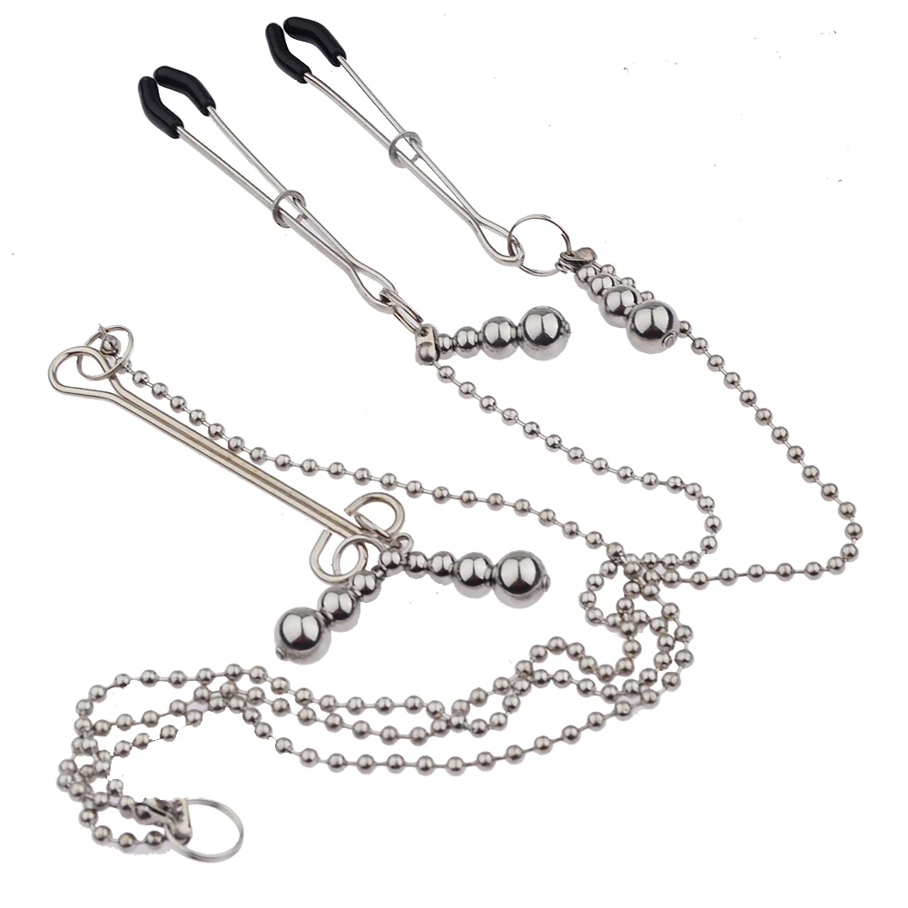 

Play Metal Nipple Clamps With Chain Ball Pendant Adult Games Nipple Traction Clips Sucker BDSM Bondage Sex Toy For Women