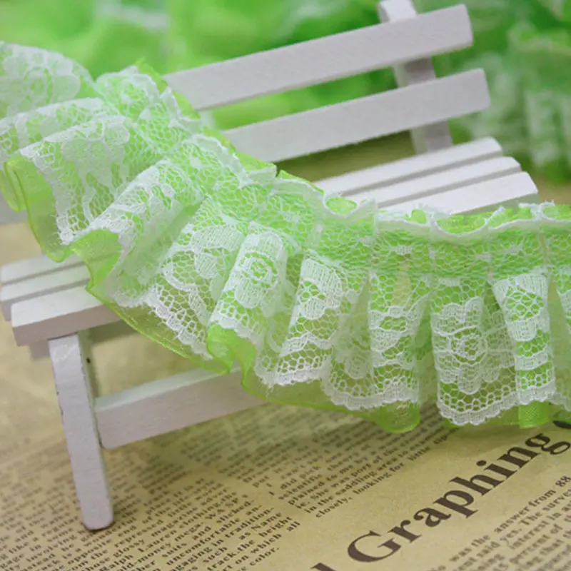 3YD 4cm Gauze Ribbon Cake Skirt Lace Confused Discount Doll Skirt Lotus Leaf Folds Clothing Accessories Lace