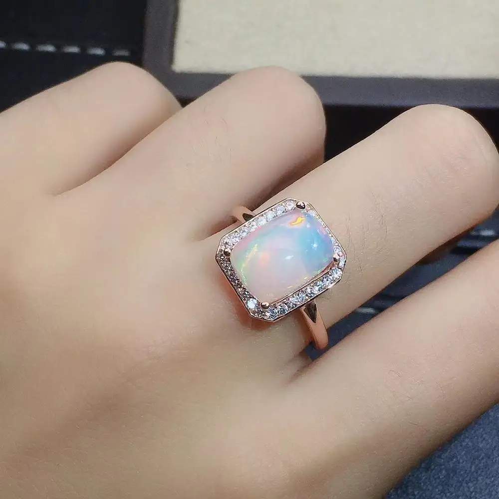 The best gift for engagement Natural and Real Opal Ring Solid 925 Sterling Silver For Women Colour Gem Stone Rings Fine Jewelry