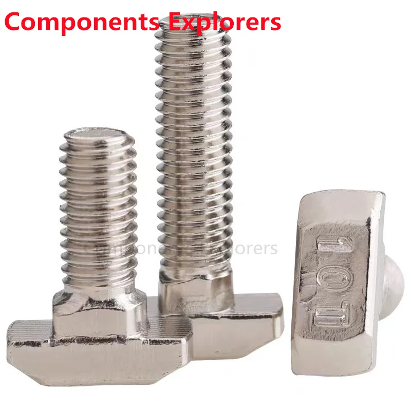 EU 20/30 Series M5 M6 M8 Hammer Head T-Bolt Screw Nickel Plating L=10/12/16/20/25/30mm T Bolts Fastener For Aluminum Profiles