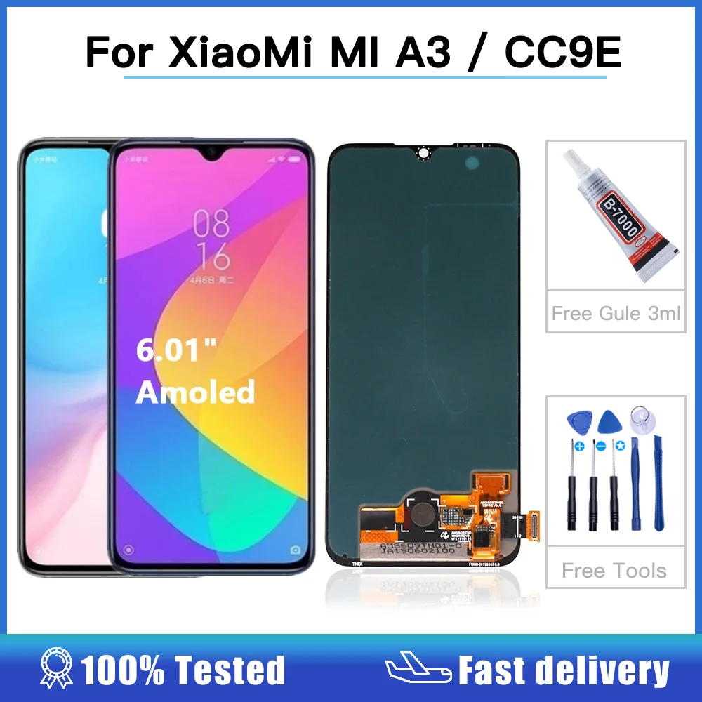 

6.01" Original Super AMOLED for Xiaomi Mi A3 LCD Display + Touch Screen Digitizer Assembly Replacement lcd For Xiaomi CC9e LCD