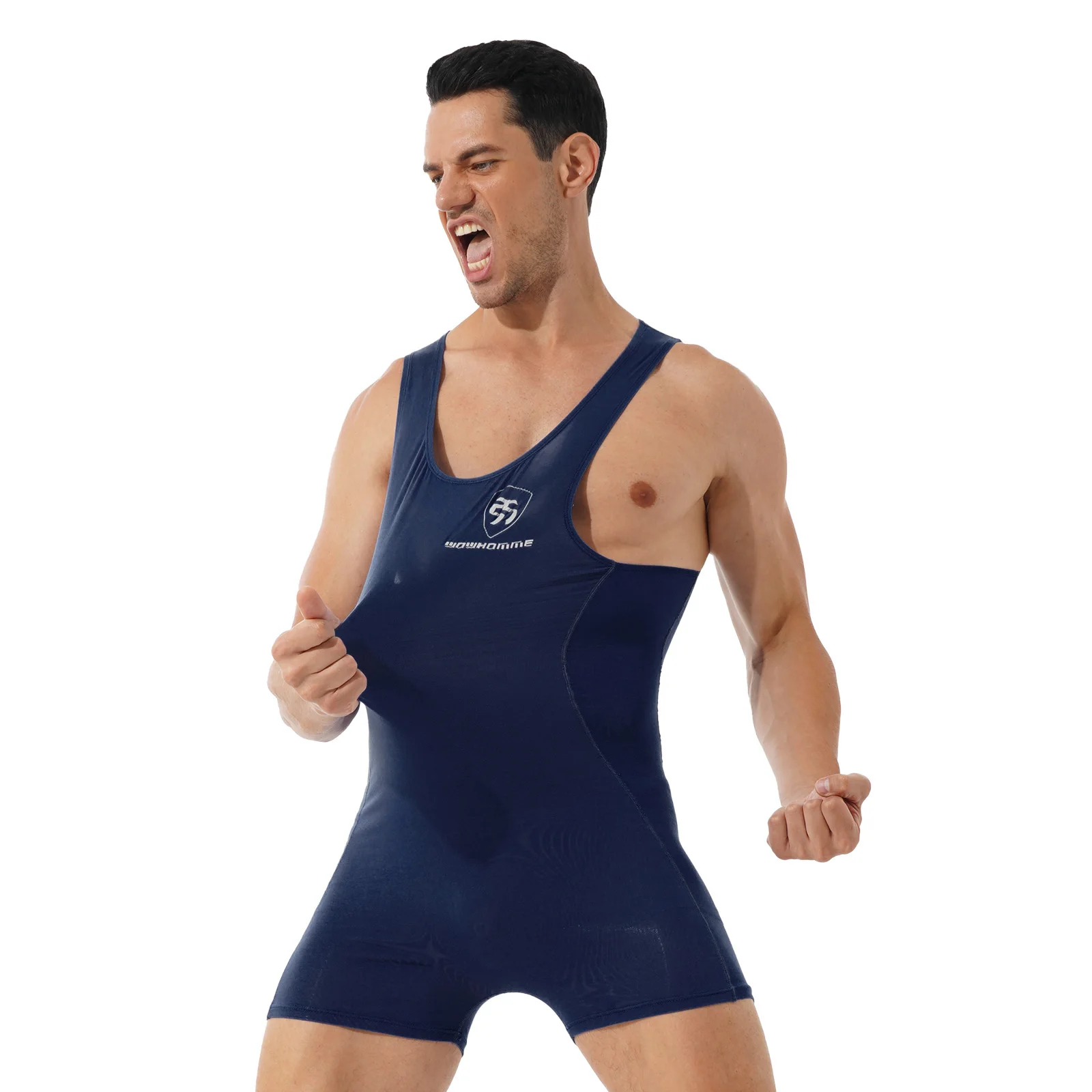 Body deportivo de entrenamiento sin mangas para hombre, ropa de dormir de cuello redondo, Bóxer atlético de lucha libre, leotardo, disfraz