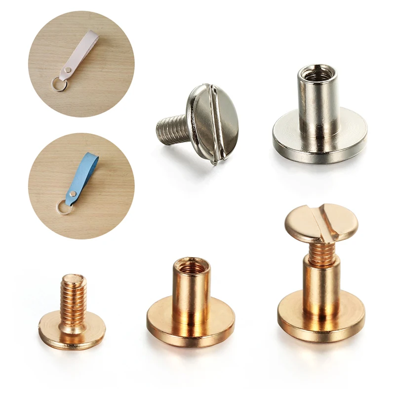 10sets 5mm/6.5mm/8mm Solid Screw Nail Rivet Double Flat Head Belt/strap Rivets Luggage Leather Metal DIY Craft Copper