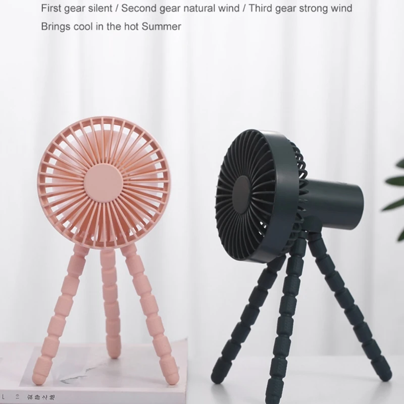 3 سرعة USB قابلة للشحن 1800mAh بطارية تعمل بالطاقة كليب مروحة مع مرنة ترايبود ل غرفة عربة الدراجة سيارة مقعد التخييم 19QE