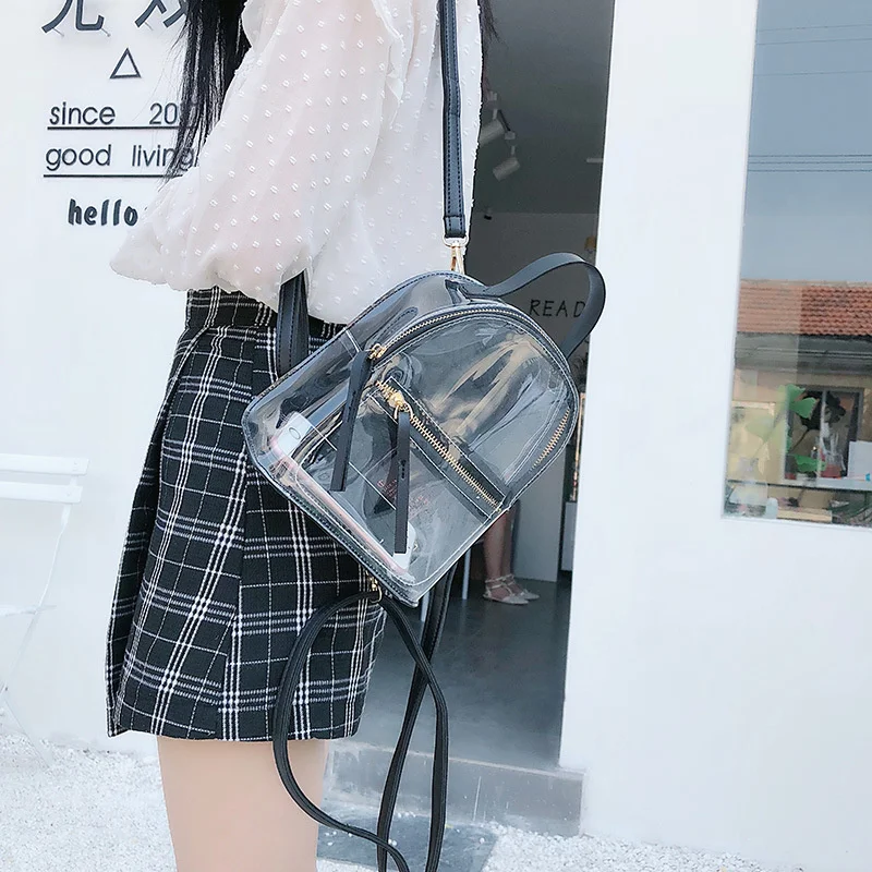 2021 New Transparent Backpack Female Casual Fashion High Quality Women Backpack Clear School Bag for Teenage Girl PVC Travel Bag