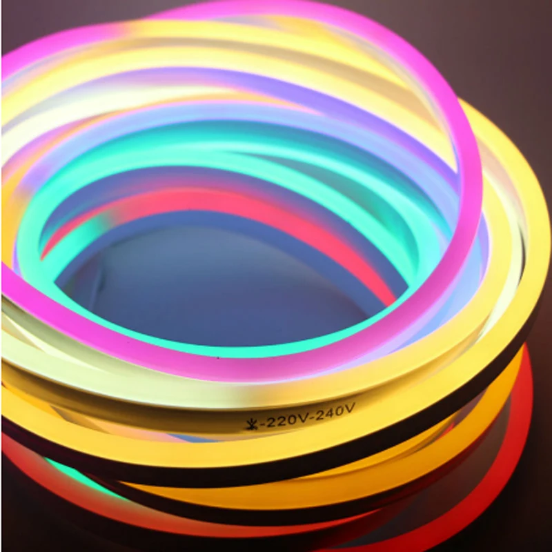 

LED Flexible Strip Light AC 220V 230V 240V SMD 2835 LED Neon flex tube 120led IP68 Waterproof rope string lamp + EU Power plug