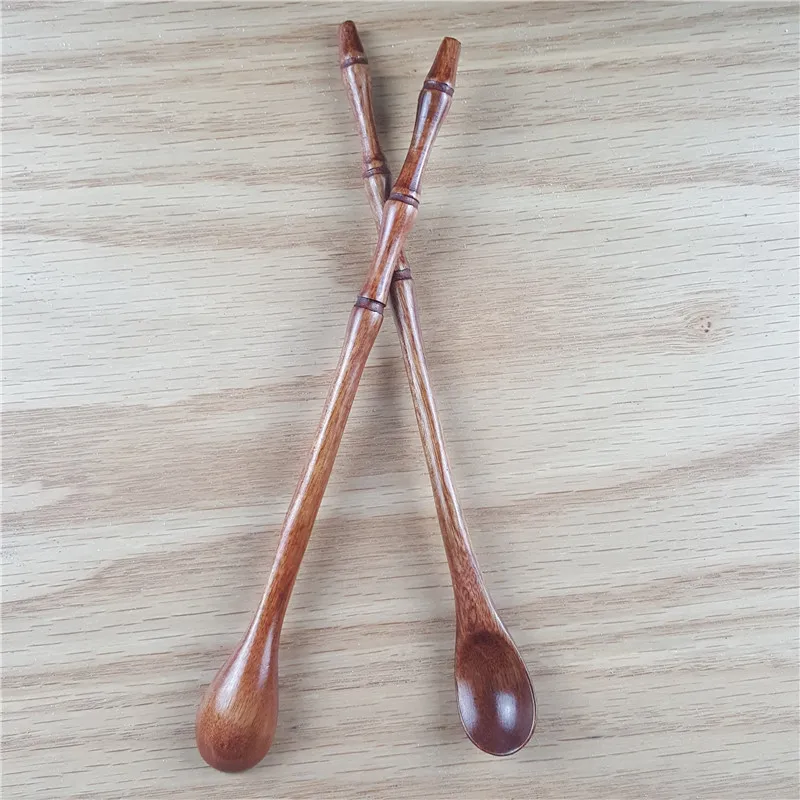 100Pcs/Lot Creative Long Handle Coffee Spoon Japanese Stirring Small Wooden Powder Honey Spoon Creative Lovely Wooden Scoop