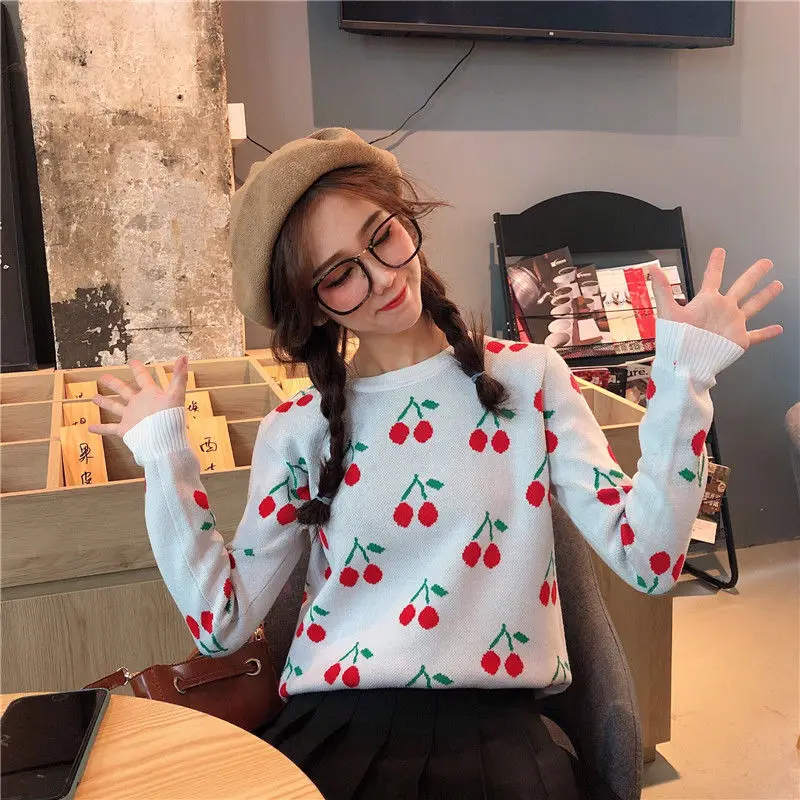 round Neck Sweater Pullover Loose Sweater Coat Women\'s Woman Sweaters Femme Chandails Pull Hiver