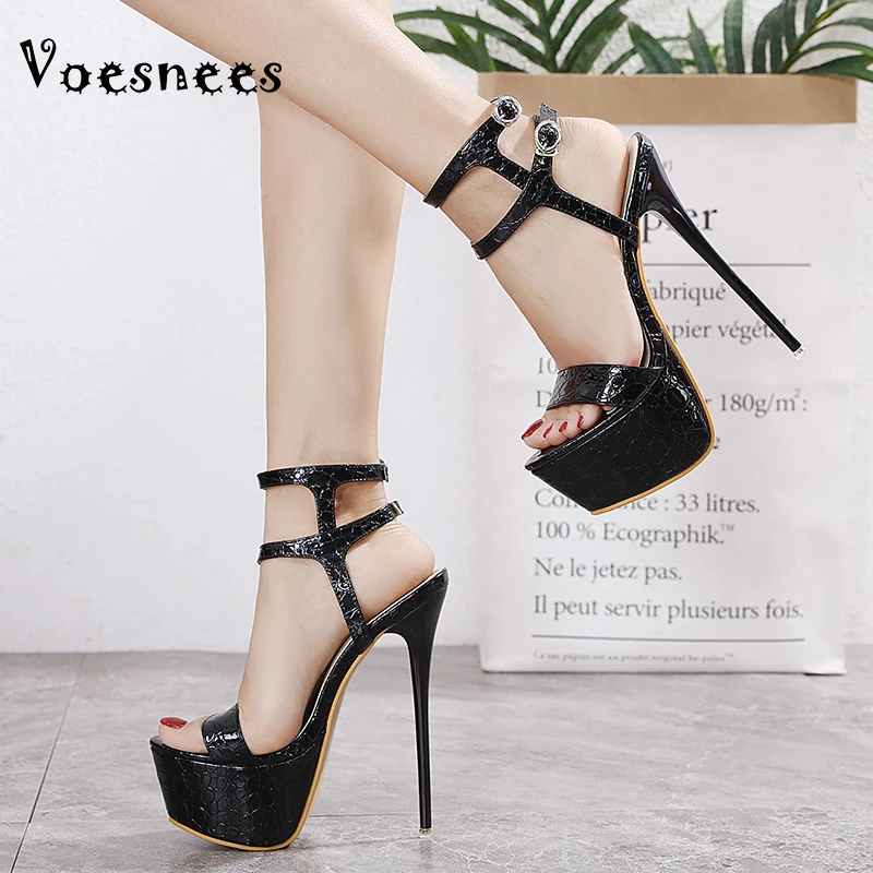 Voesnees Sexy Women Shoes Red Wedding Shoes 2021 Summer New Fashion One Word With Stiletto Sandals Platform High Heels Catwalk