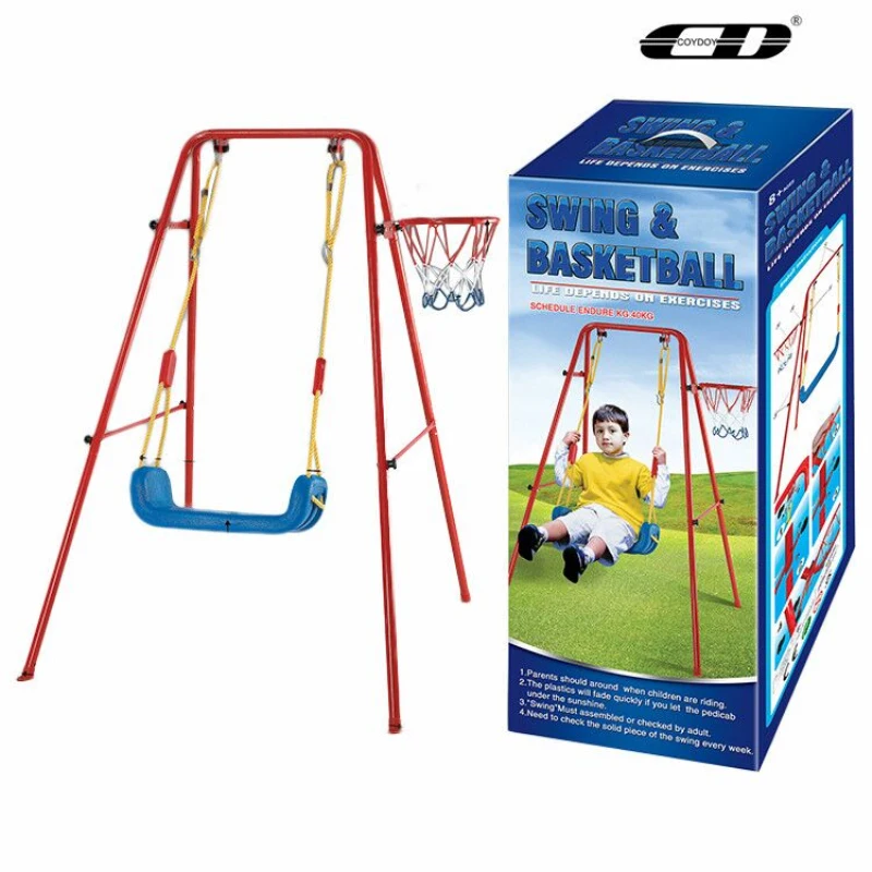 COYDOY PE Soft Board Indoor Recreation Outdoor Field Swing Shooting Toys 2-in-1 Sports Ball Kids Swing Basketball Iron Rack