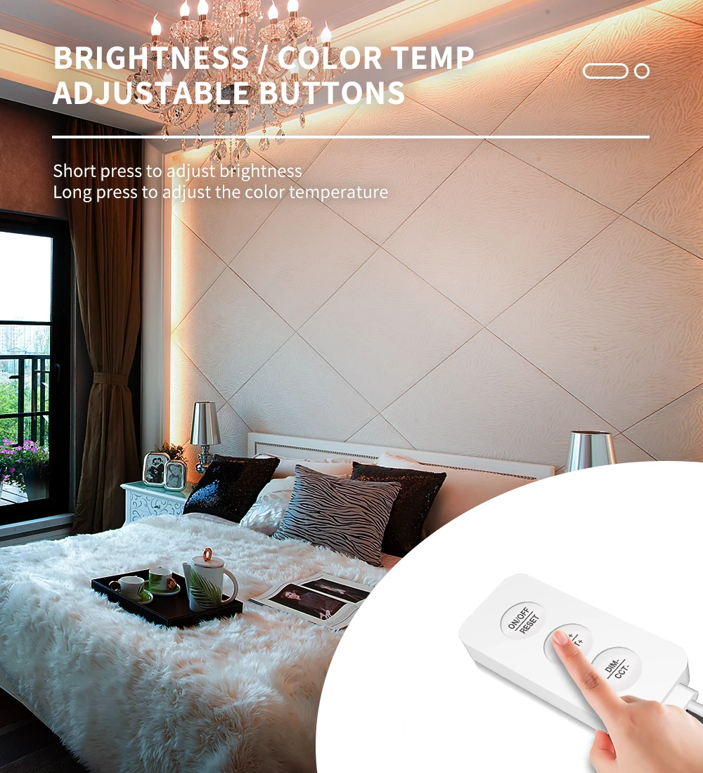 Gledopto Zigbee DC12V RGBCCT 5050/2835 LED Light Strip With Three-Button Controller Kit For Indoor Lighting Backlight TV Kitchen