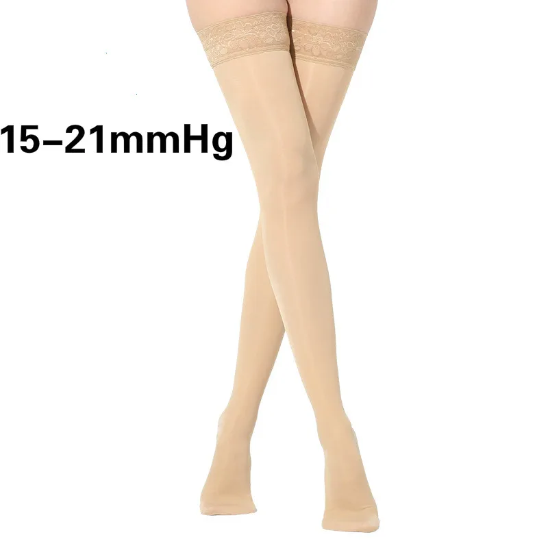 

Women Medical Pressure Stockings Supplies 15-21mmHg Class Long Tube Summer Elastic Decompression Compression Silk Tight Black