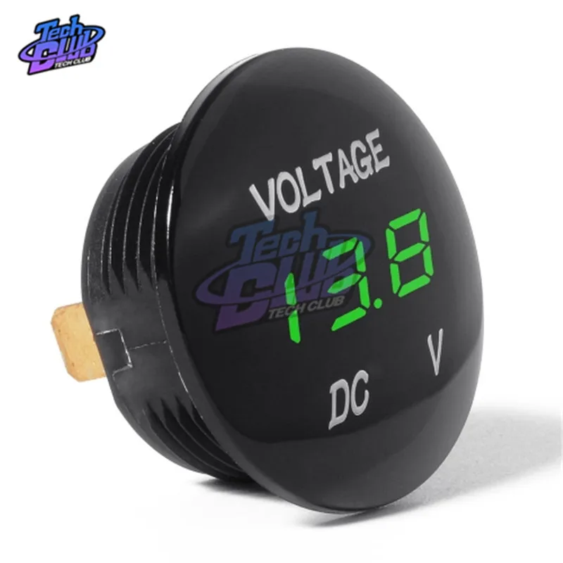 DC 5V-48V 3 Bits Digital Voltmeter Round Waterproof LED Panel Mini Digital Volt Voltage Meter Tester Monitor Display  For Car