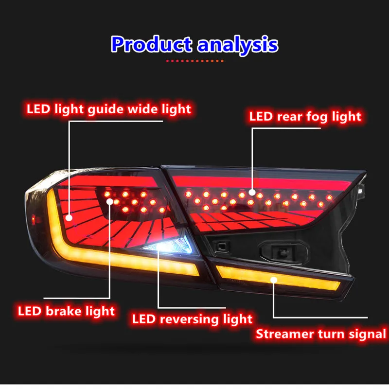 

Автомобильный светодиодный задний фонарь для Honda Accord 2018 2019 2020, задний противотуманный фонарь + тормоз + задний фонарь + Динамический сигнал поворота, задний фонарь в сборе