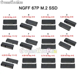 2pcs M.2 Connector 67P A E M KEY NGFF interface socket SSD socket H=3.2 / 4.2 / 4.8 / 6.7 / 8.5 M.2 SSD Slot NGFF Socket Hot New
