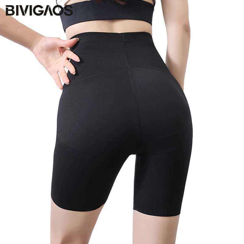 

BIVIGAOS Summer High Waist Sharkskin Cycling Shorts Women Elastic Sports Fitness Black Sexy Shorts Butt Lifter Biker shorts