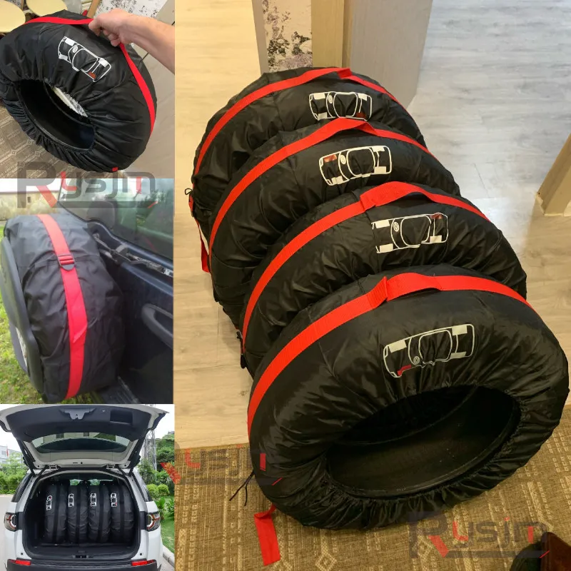 4Pcs Universal 13-16 16-20inch Car SUV Tire Cover Case Spare Tire Wheel Bag Auto Tyre Wheel Protector Polyester Oxford Cloth