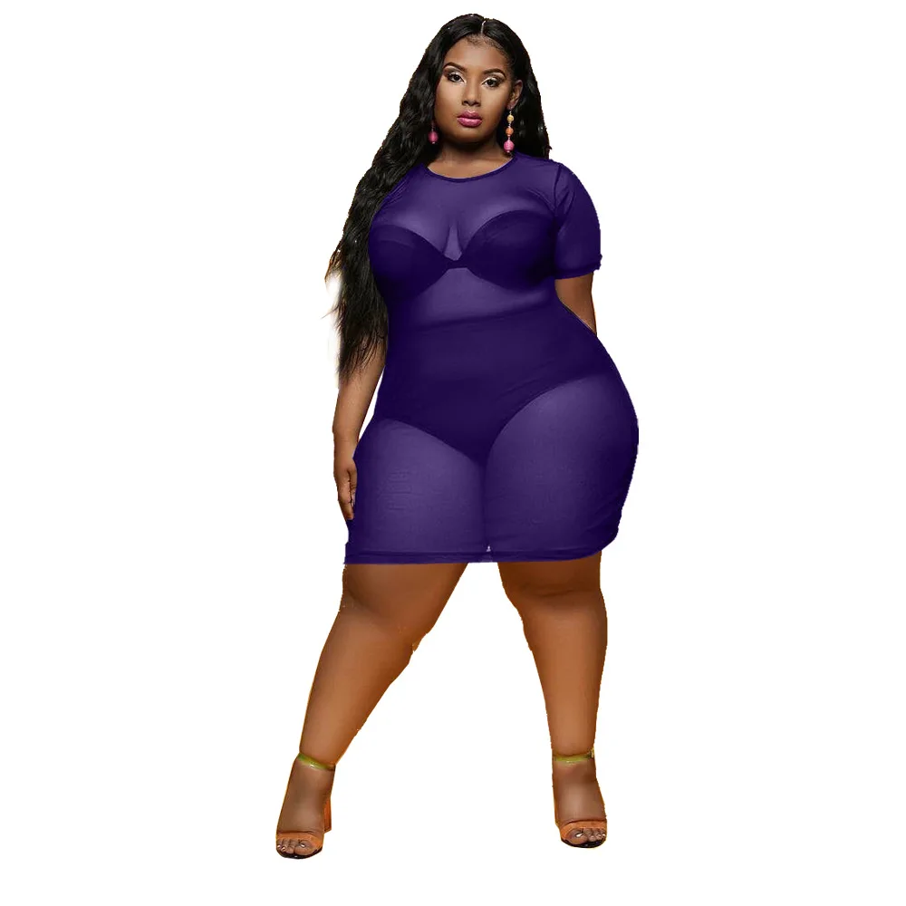 New Plus Size Clothing L-5XL Sexy Dresses for Women 2021 Wholesale Mesh See Through Maxi Dress Club Outfits Summer  Dropshipping