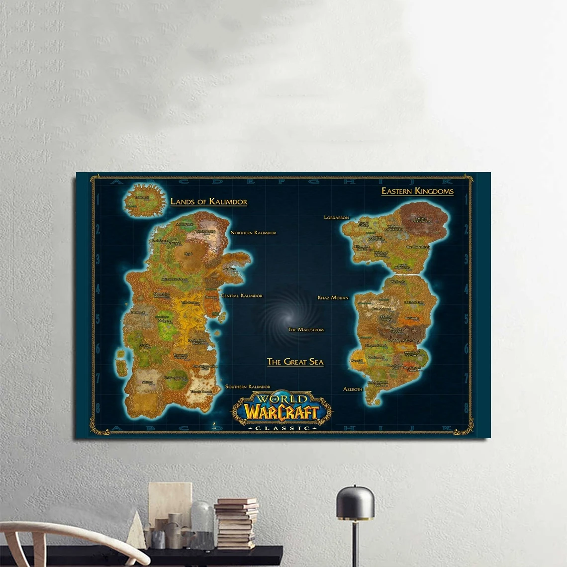 World of Warcraft Classic Zones Map Game Poster Print Home Decoration Wall Painting (No Frame)