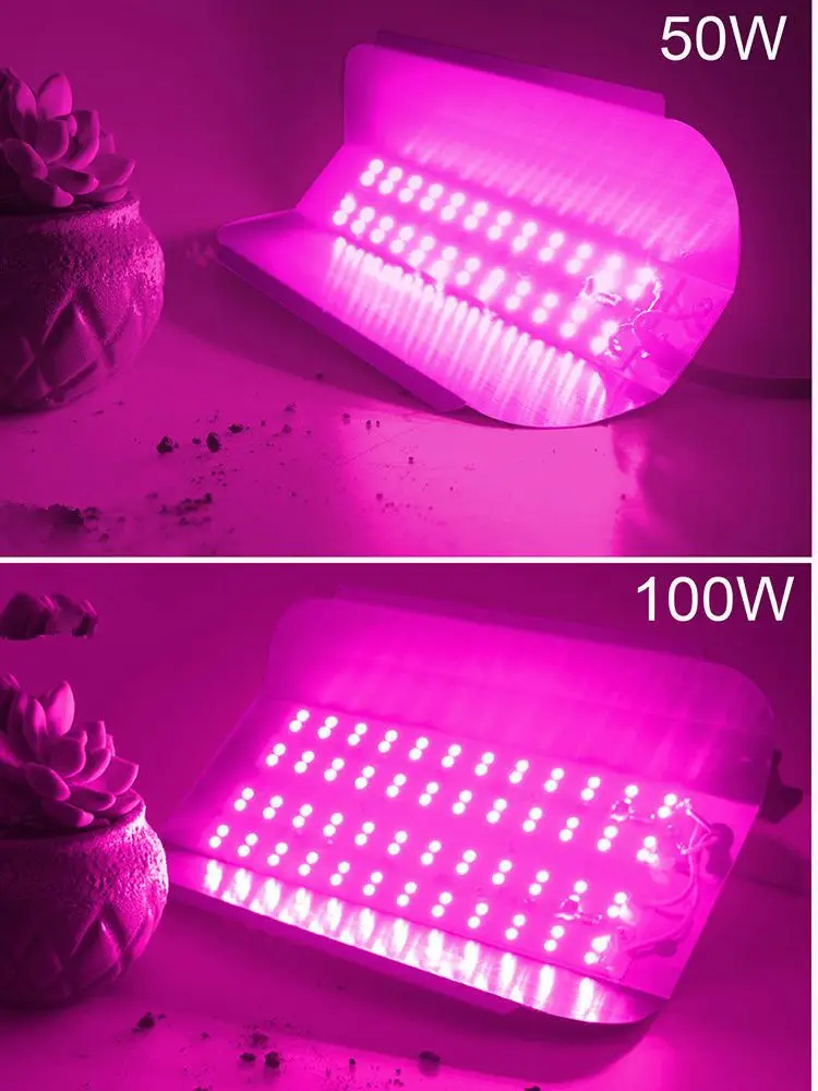 Full Spectrum LED Grow Light com Plug UE, Flor hidropônica Semeadura Phyto Lâmpada, 220V, 110V, 50W, 100W, 380-440NM, Estufa