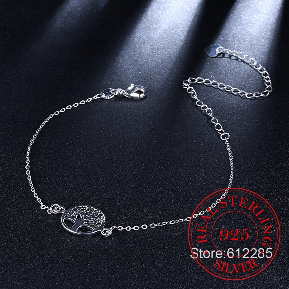 Fashion Beach Vintage 925 Sterling Silver Charm Anklets Jewelry Life Tree Pendant Ankle Bracelets Foot Chain Jewelry