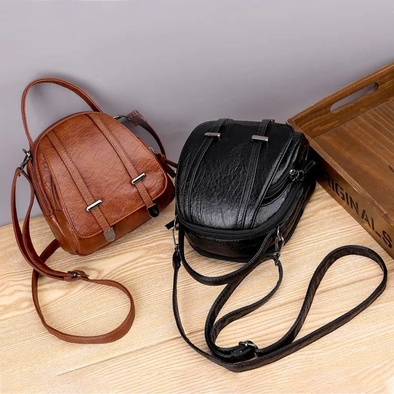 Multifunktionale Weiche PU Leder Kleine Schulter Tasche Für Frauen Vintage Mode Umhängetasche Weibliche Geldbörse Handy Handtasche – Detail 9