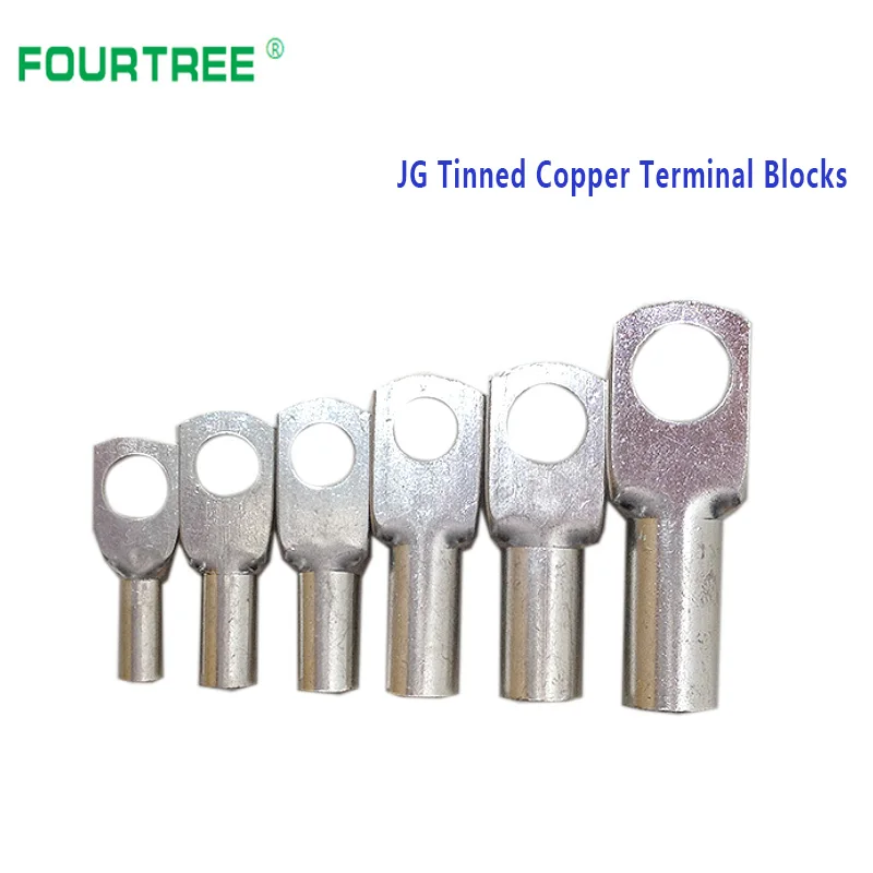 10/20pcs JG10/16/25/35 Tinned Copper Terminal Block Shipping Used Cable Lug 10 /16/25/35mm2 Bolt Hole Connecting Battery Splice