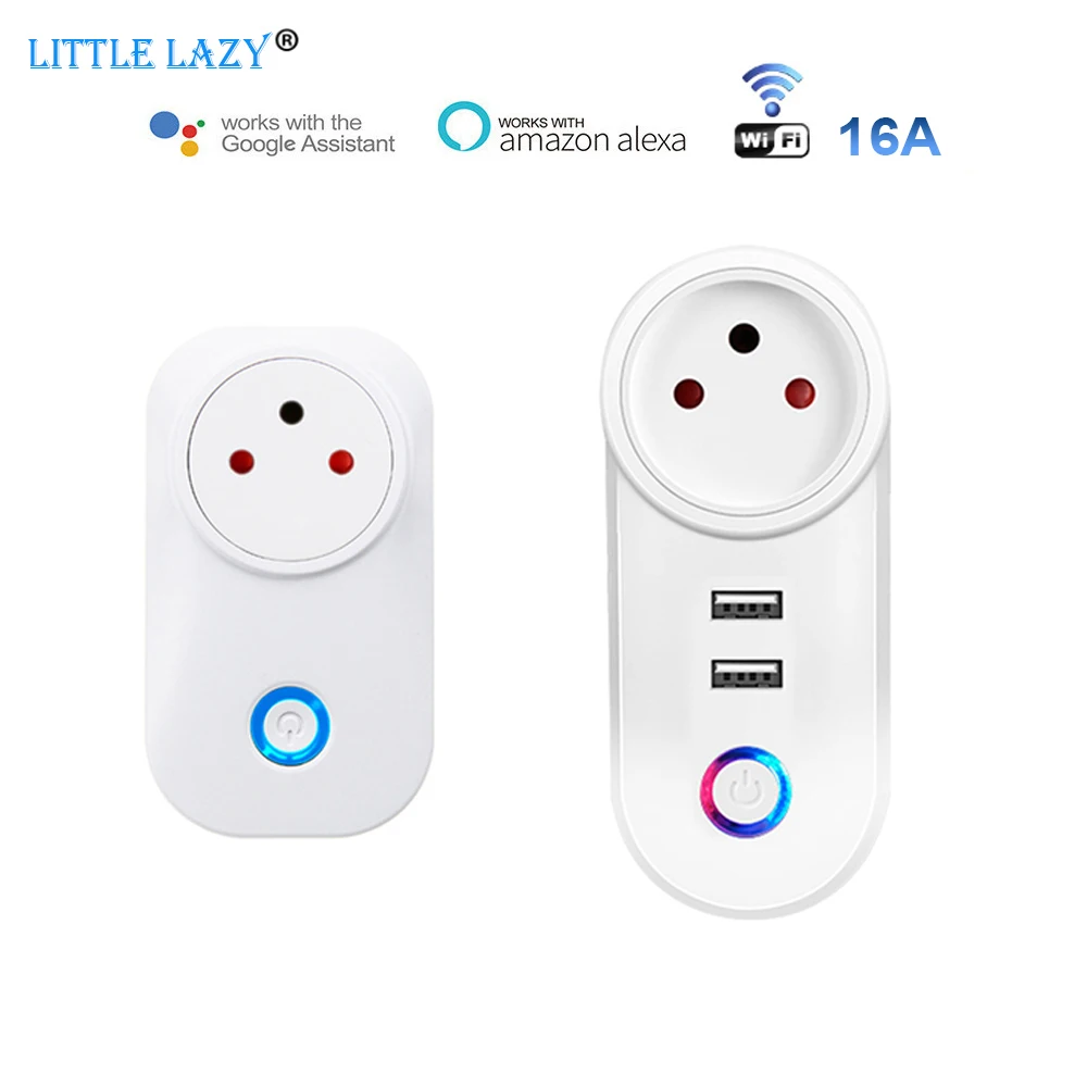 Wifi Smart Israel ISR Socket Wi-Fi Mobile Plug with USB Charging Tuya APP Remote Control Work For Alexa Google Assistant 16A