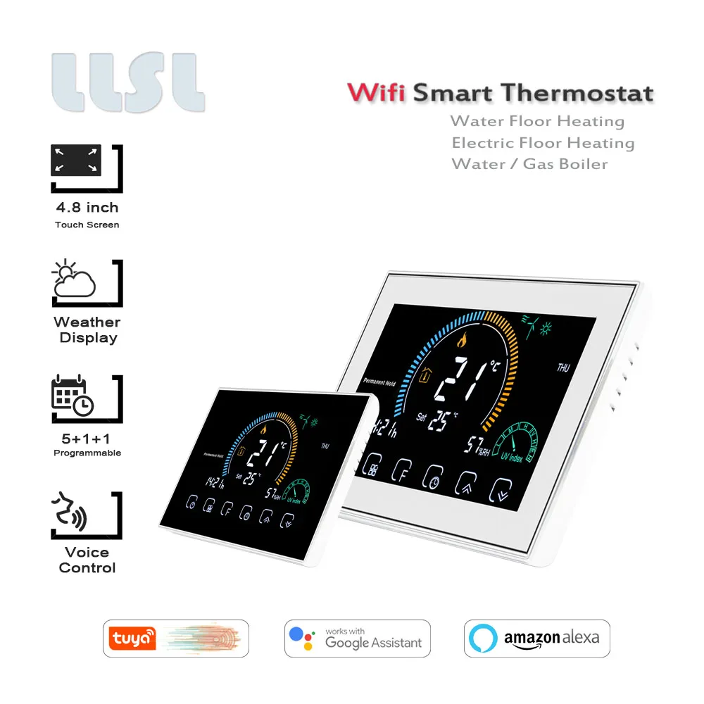 Termostato inteligente para aquecimento de piso, casa, sem fio, wi-fi, para água, aquecimento elétrico de piso, caldeira a gás