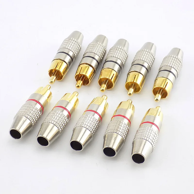 1pcs 5pcs RCA Male Plug to cabling Connector Adapter Audio Video Cable CCTV camera Non Solder Gold Plated Accessories