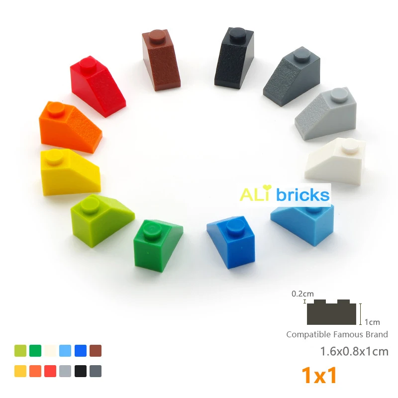 Bloques de construcción DIY para niños, 100 Uds., figuras gruesas, bloques de bloques, pendiente de 1x2 puntos, tamaño creativo educativo Compatible con 3045, Juguetes