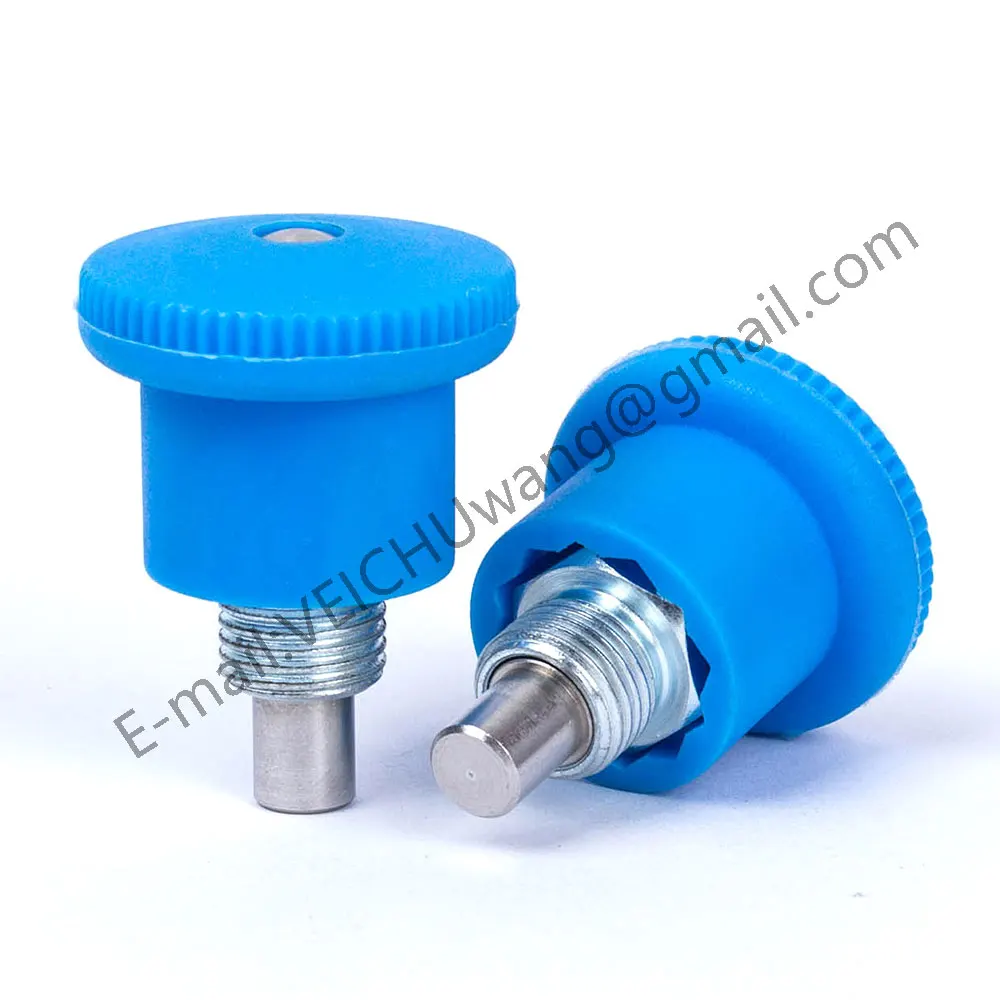 Self-Locking Carbon Steel Galvanized Fastener Blue Plastic Knob Index Plungers Mini Spring Plungers For Positioning