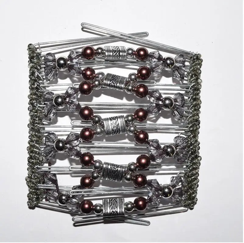 10 pcs /lot brown silver rose  metal comb girls women lady wedding pary best gift magic comb