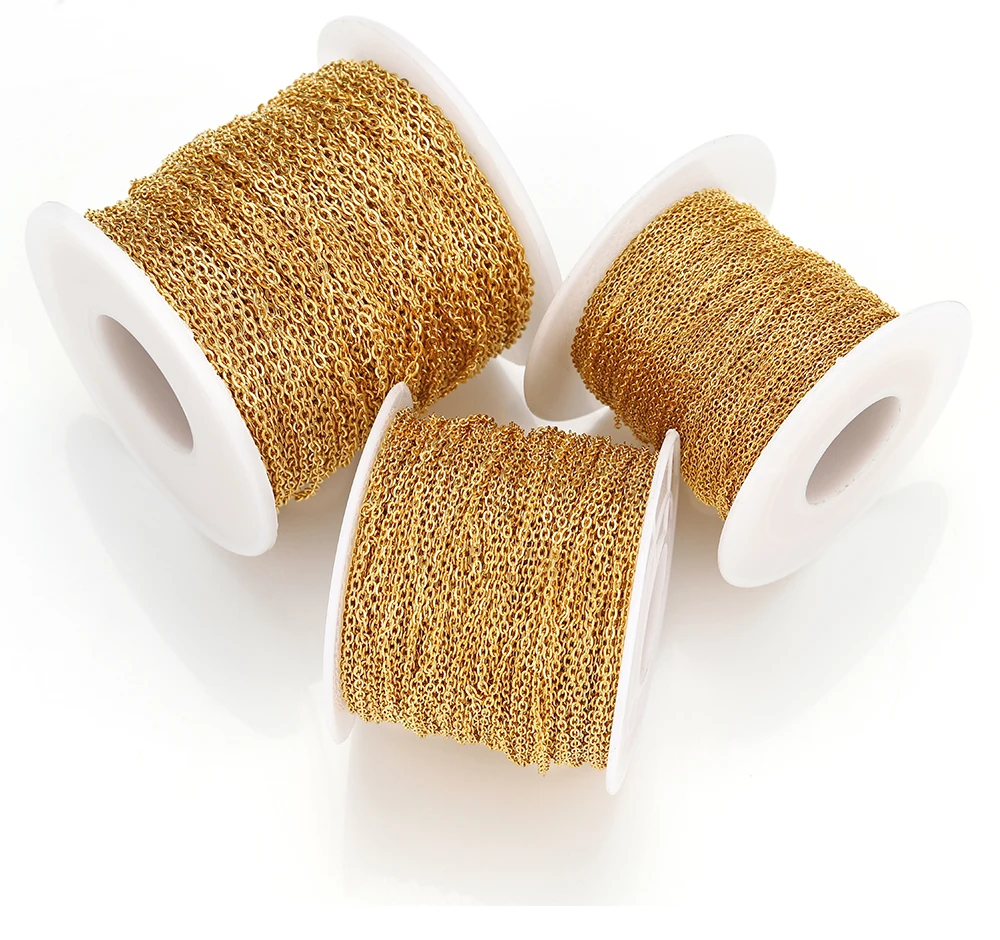 10 Meter 1/1,5/2mm Gold Edelstahlkette Halskette DIY O-Form Kreuzketten für Armbänder Schmuckherstellungskomponenten – Detail 11