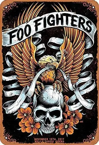 

Foo Fighters Tin Sign Wall Metal Retro Craft Art Painting Iron Plate Office Garden Living Room Decoration Warning Poster 20x30