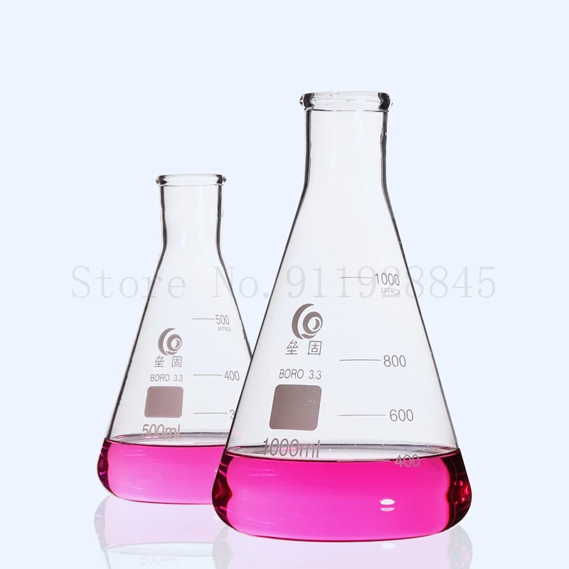 1Pc/lot 50-2000ml Straight small Mouth Glass erlenmeyer flask, conical flask bottle, GlassTriangle Flask for Laboratory