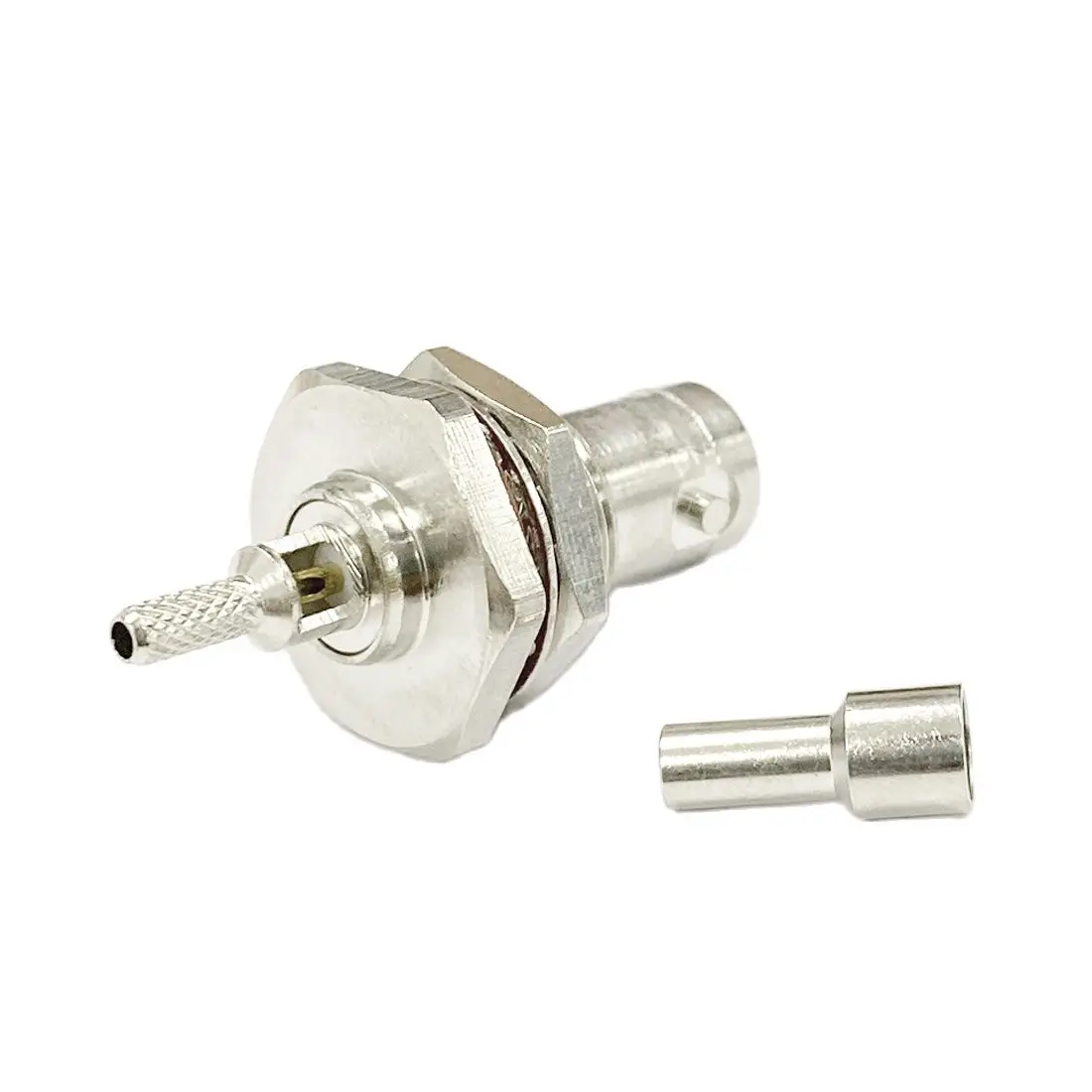 

1pc RP BNC Female Jack RF Coax Convertor Connector Crimp RG316 RG174 LMR100 Straight Nickelplated New Wholesale