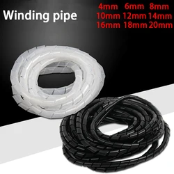 white/Black cable wire winding pipe spiral wrapping wire organizer Sheath Tube PE 4mm-20mm Cable sleeve harness hose wound tube