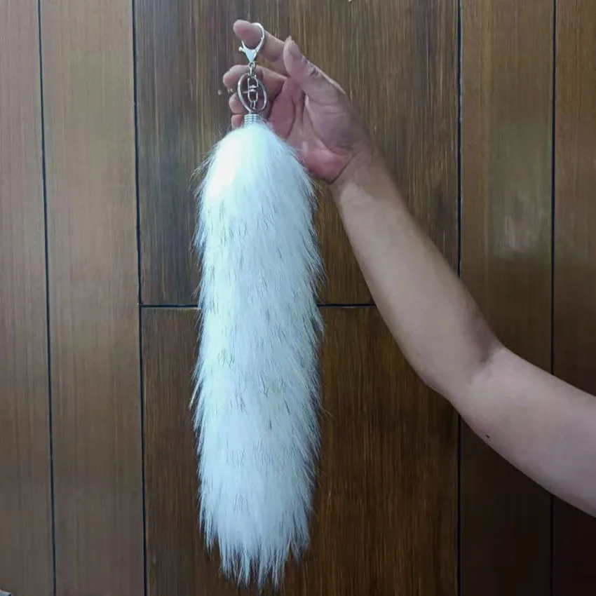 

Customized Made Fluffy Decorative Key Chain Long Faux Fox Tail Key Holder 40 CM Fur Pendant For Bag Backpack Charming Cute Gifts