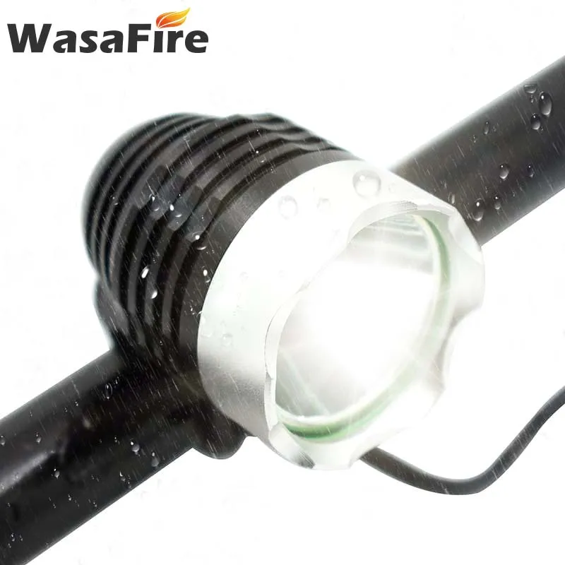 WasaFire 1800lm LED Bicycle Light XML T6 Mountain Road Bike Front Lights Cycling Flashlight Headlamp with 18650 Battery Pack