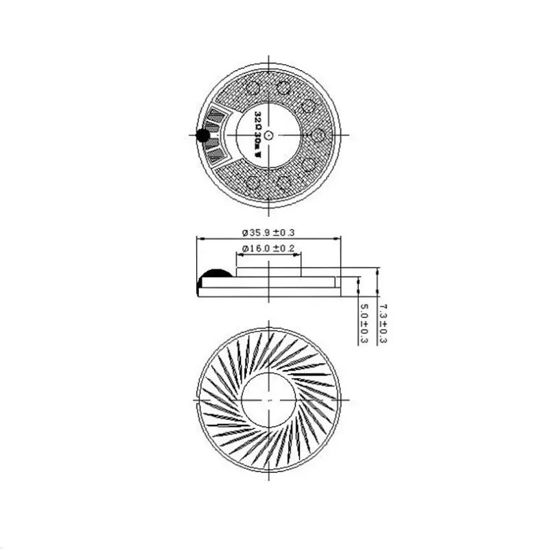 2Pc Hifi 36มม.หูฟังลำโพงหูฟังสวมศีรษะ Driver 32ohm 102db หูฟังอะไหล่ซ่อม Full Range ลำโพง Clearance