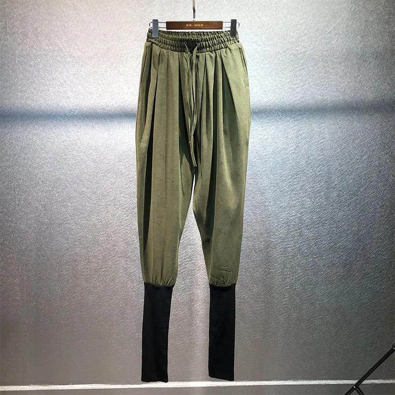 Pantalones harén de baile elásticos para hombre, pantalón original de color sólido, bombacho de hip-hop, moda de tendencia nacional