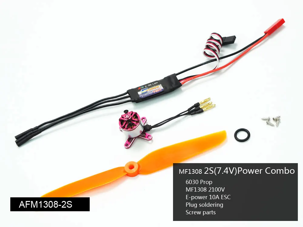 Mini Power System 2S Combo with 1306/1308 Motor, ESC, Servo, Propeller for Wingspan Below 800mm, Flying Weight Less than 230g