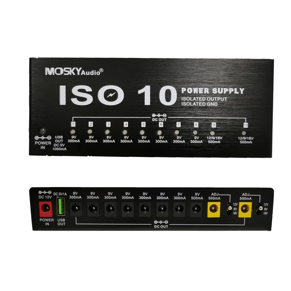 MOSKY ISO-10 Guitar Effect Pedal Power Supply 10 Isolated DC