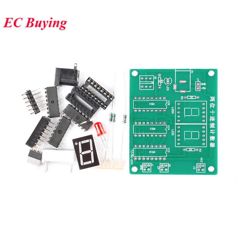 DY Kit Two Digit Decimal Counter CD4518 Kit Two 2 Bit Bigit Training Counter Parts 5V Electronic Project Teaching Suit