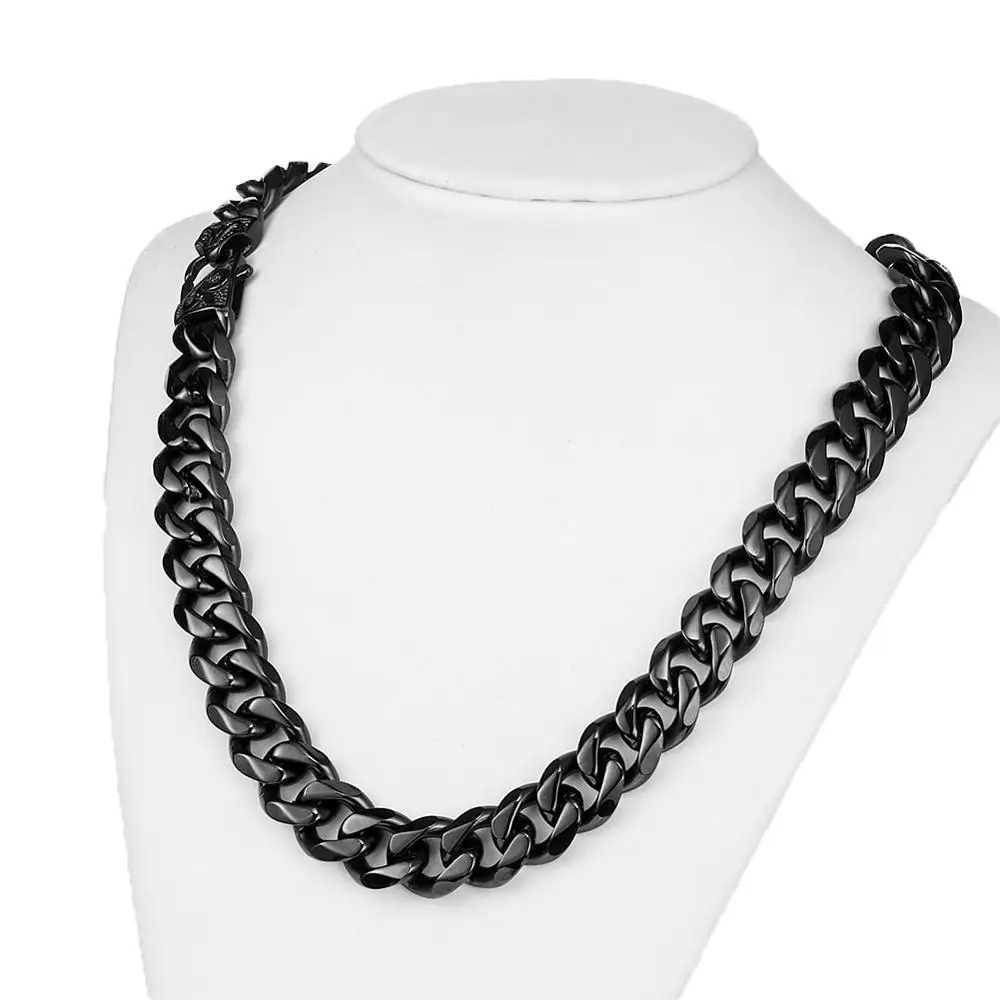 

Top Quality 316L Stainless Steel Gold/Black Curb Cuban Chain Mens Womens Necklace Or Bracelet 7-40" Flower Buckle