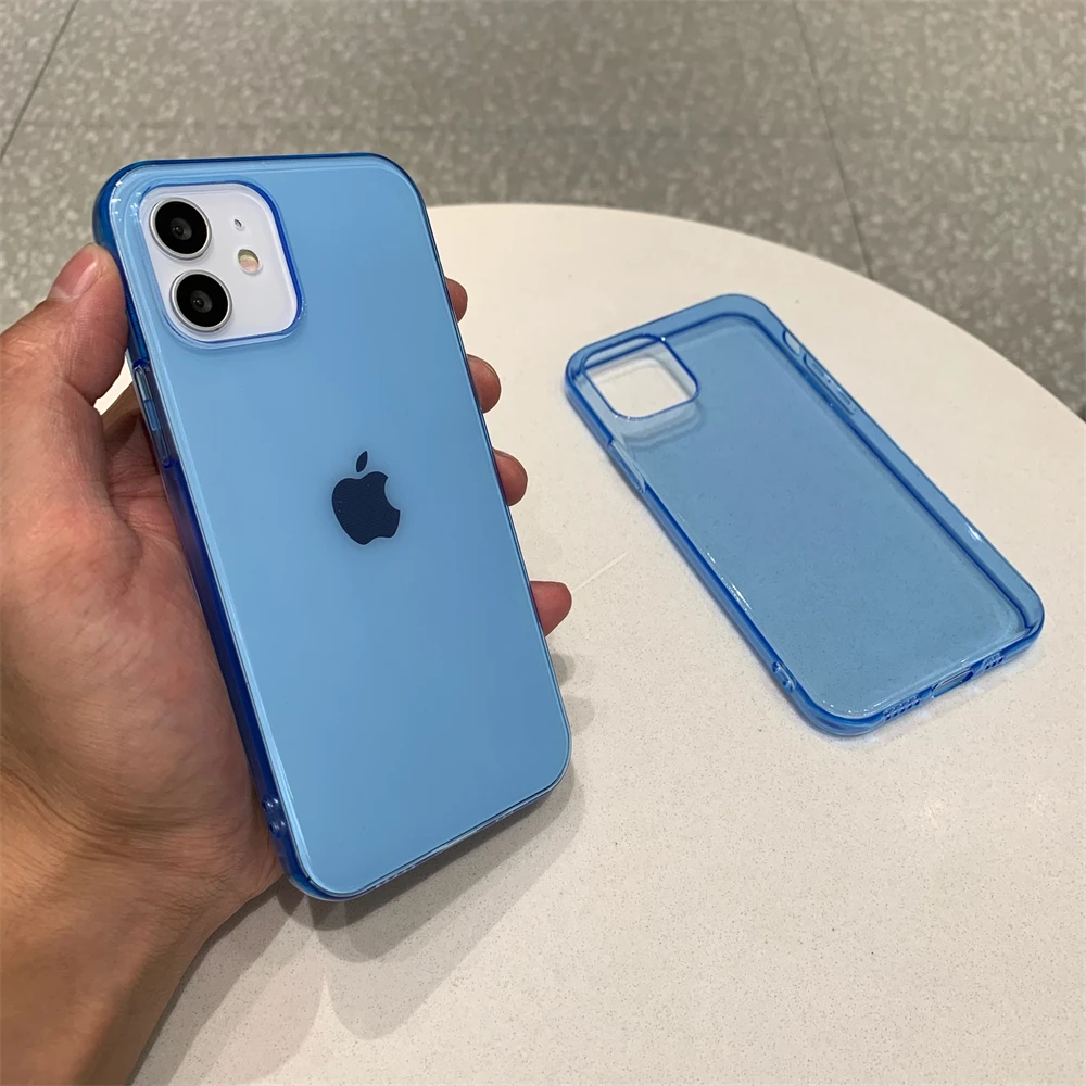 Ultra Thin Sky blue Clear Phone Case For iPhone 13 12 11 Pro Max XS MAX XR X Soft TPU Silicone For iPhone 6s 7 8 Plus Back Cover