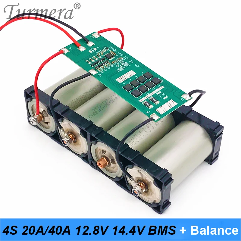 Turmera 4S 40A 20A 12.8V 14.4V 32650 32700 Lifepo4 Battery BMS for Solar Panel and Electric Boat Uninterrupted Power Supply 12V